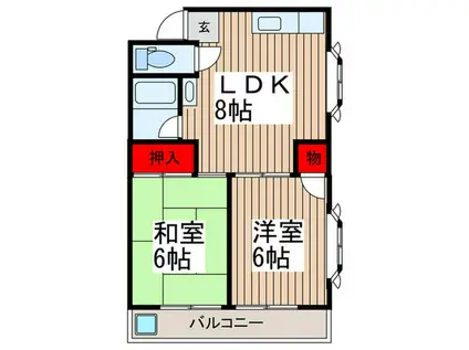 コーポはば(2LDK/2階)の間取り写真