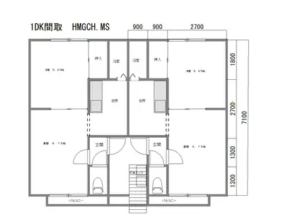浜口マンションC(1DK/2階)の間取り写真
