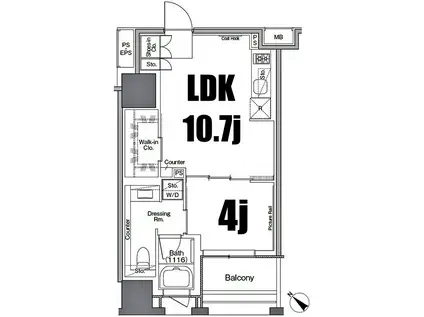 ザ・パークハビオSOHO横浜関内(1LDK/15階)の間取り写真