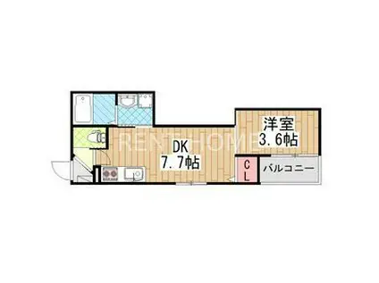 DEAR KINDAI(1DK/1階)の間取り写真