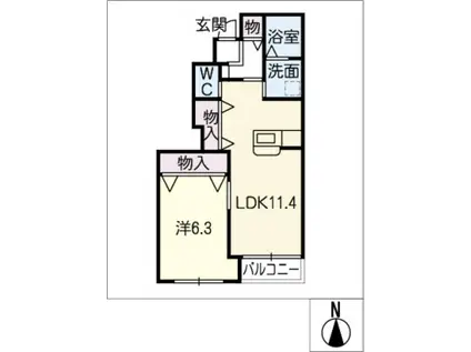 マウナケア(1LDK/1階)の間取り写真