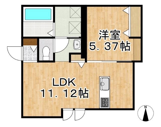 レガーレ原尾島(1LDK/2階)の間取り写真