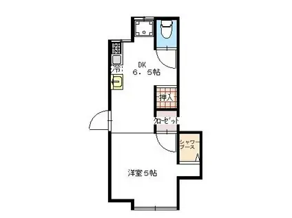 大久保荘(ワンルーム/1階)の間取り写真