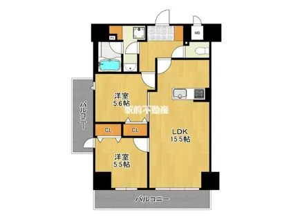 LEXUS GARDEN箱崎タワーズEA(2LDK/7階)の間取り写真