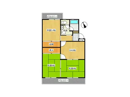 第2ハイツ昌(3DK/2階)の間取り写真