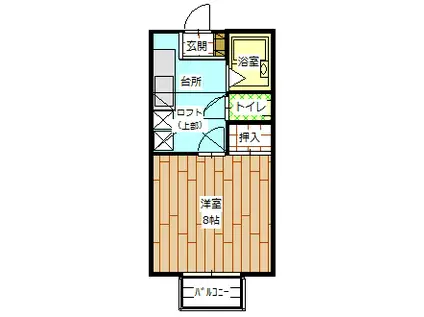 カーサ・ブランカ(1K/1階)の間取り写真