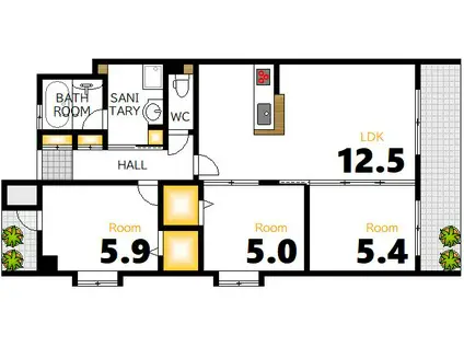 ヴィレッタ舟入南(3LDK/6階)の間取り写真