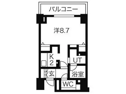CASSIA車道(1K/2階)の間取り写真