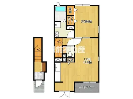 ニュー クレイン B(1LDK/2階)の間取り写真