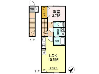 小松島ハイツ(1LDK/2階)の間取り写真