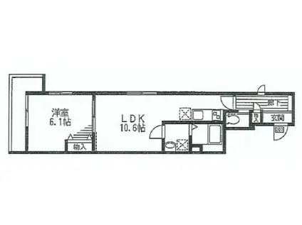 メゾン六義園(1LDK/4階)の間取り写真