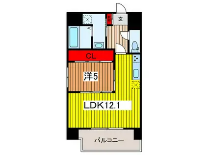 パークアレー浦和(1LDK/4階)の間取り写真