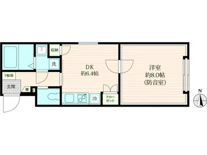 VORT上北沢レジデンス(1DK/2階)の間取り写真