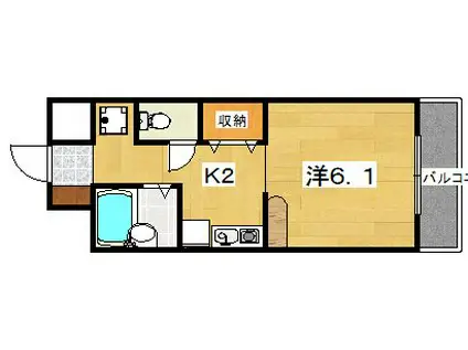 ノースビレッジIII(1K/2階)の間取り写真