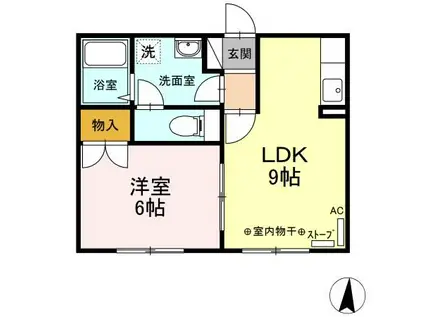 パルコートはし(1LDK/2階)の間取り写真