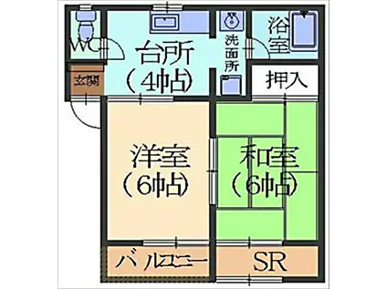 シェーン・ブルーン(2K/1階)の間取り写真