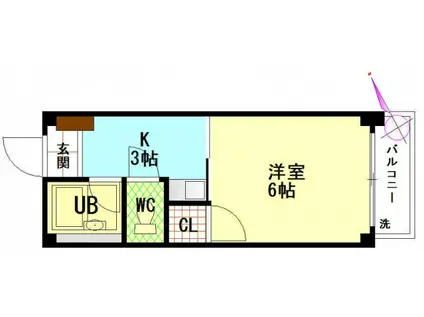 ビレッジ中央(1K/5階)の間取り写真