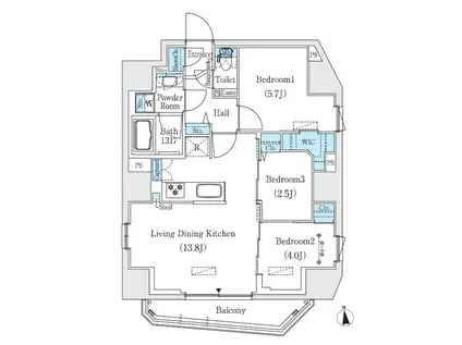 プライムブリス新御徒町(3LDK/12階)の間取り写真