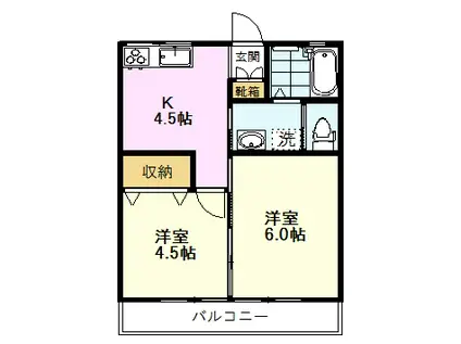 実徳ハイツ(2K/2階)の間取り写真