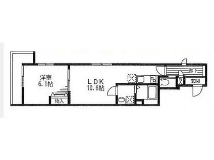 メゾン六義園(1LDK/4階)の間取り写真