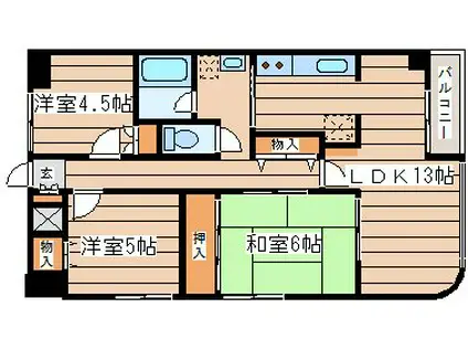 スカイコート上杉(3LDK/8階)の間取り写真