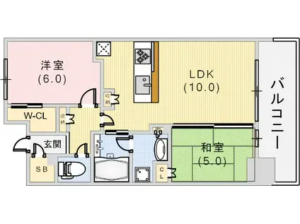 ミッドヒルズ神戸三宮(2LDK/11階)の間取り写真