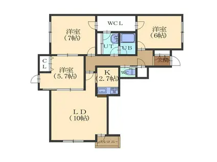 リアライズ松陰I(3LDK/3階)の間取り写真