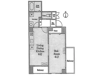 JUタワーフロント錦糸町(1LDK/6階)の間取り写真