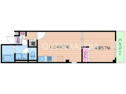 ラ・フォルム与力レジデンス(1LDK/3階)の間取り写真