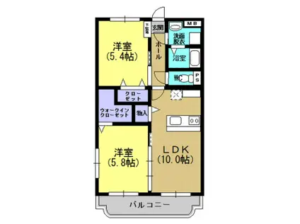 NAGI西(2LDK/2階)の間取り写真