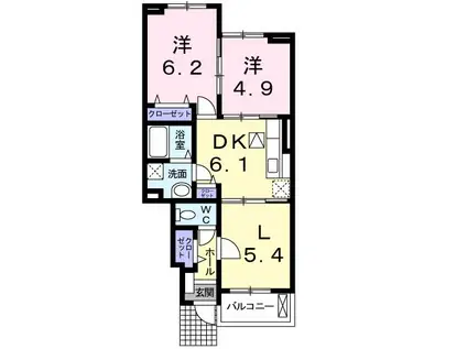 ホクレアビレッジ II(2LDK/1階)の間取り写真