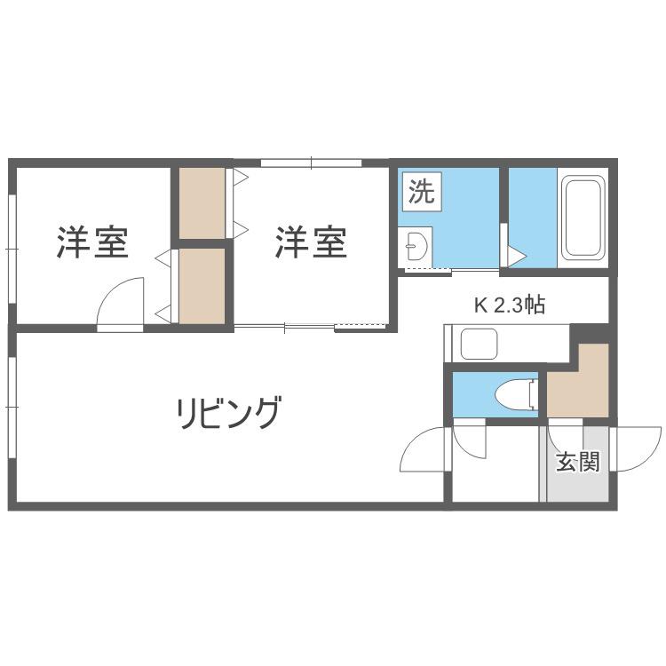BRIGHTON COURT N20(2LDK/4階)の間取り写真
