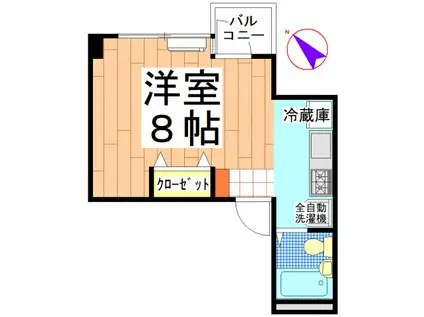 サンフラッツ西千葉(1K/2階)の間取り写真