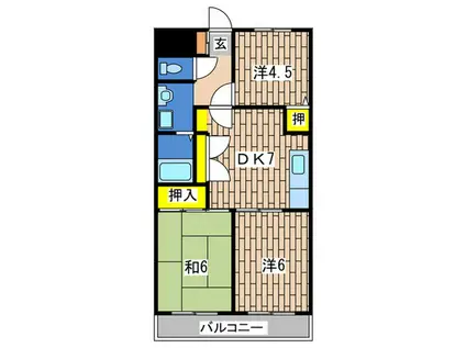 東戸塚ハイム(3DK/2階)の間取り写真