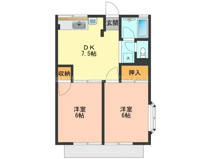 シティハイムセイセキ(2DK/2階)の間取り写真