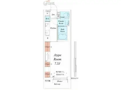リブリ・相模大野III(1K/2階)の間取り写真