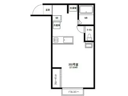 エントランスYOSIKA(1K/2階)の間取り写真