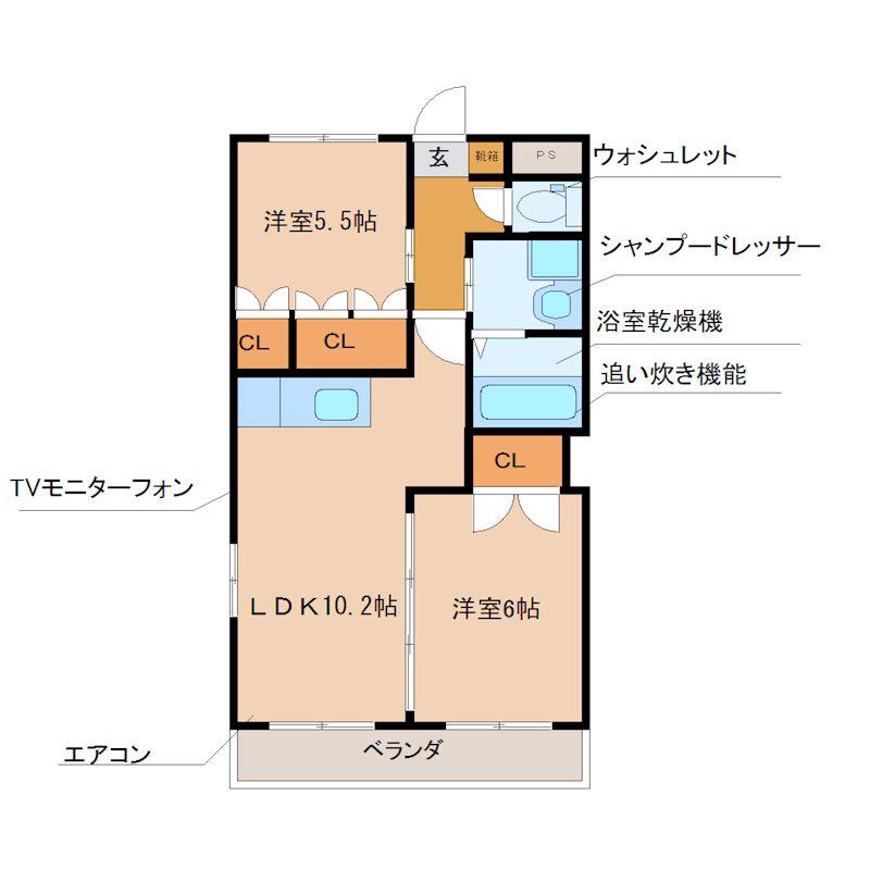 エル・キャッスルI(2LDK/2階)の間取り写真