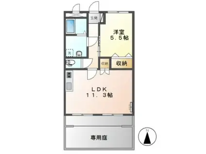 フィオーレ(1LDK/1階)の間取り写真