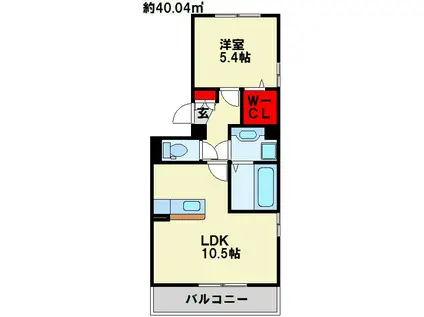 クラポンテMIII(1LDK/2階)の間取り写真