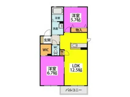 プランドール塩原(2LDK/2階)の間取り写真
