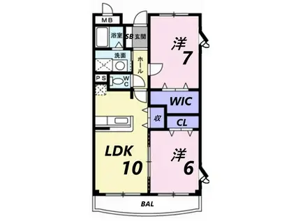 フラッツ・アイII(2LDK/2階)の間取り写真