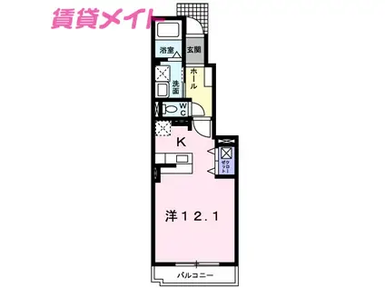 ミエル・ファミーユ(ワンルーム/1階)の間取り写真