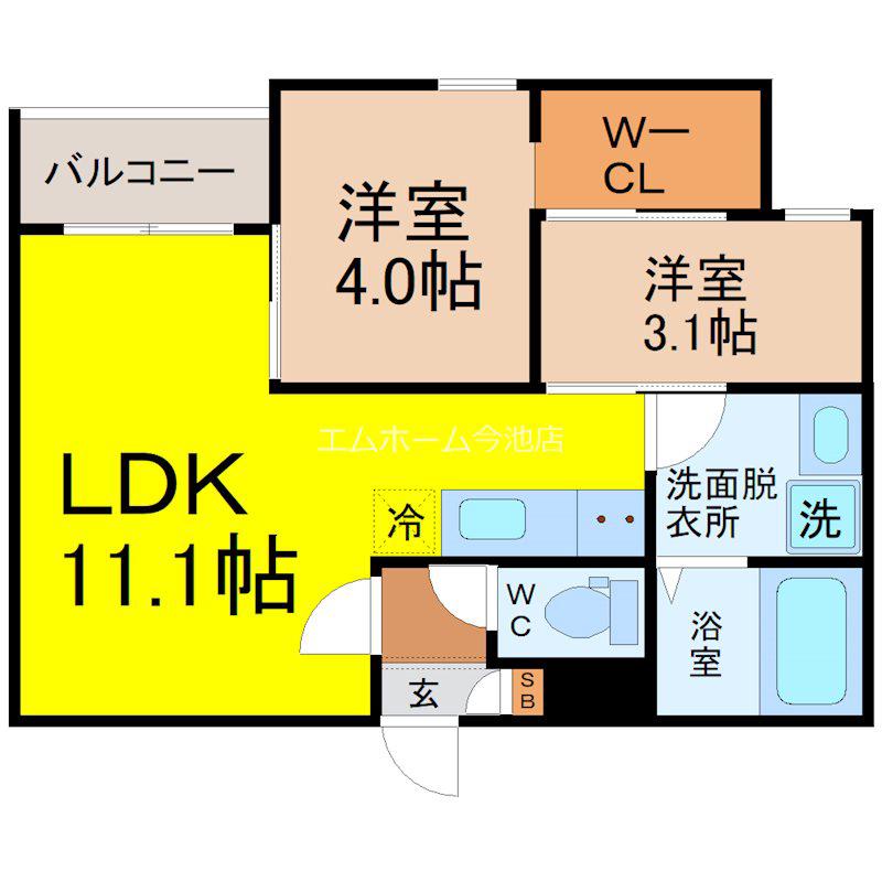 REGALEST CITY道徳(2LDK/1階)の間取り写真