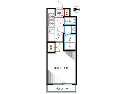カリスヤマガ(1K/1階)の間取り写真