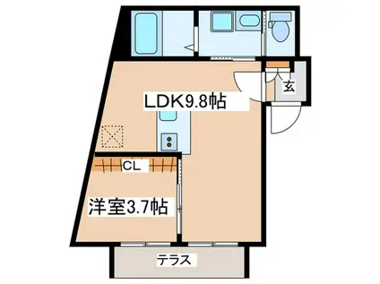 旭区中希望ヶ丘計画(1LDK/1階)の間取り写真