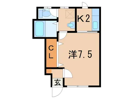 メゾンアウル24(1K/1階)の間取り写真