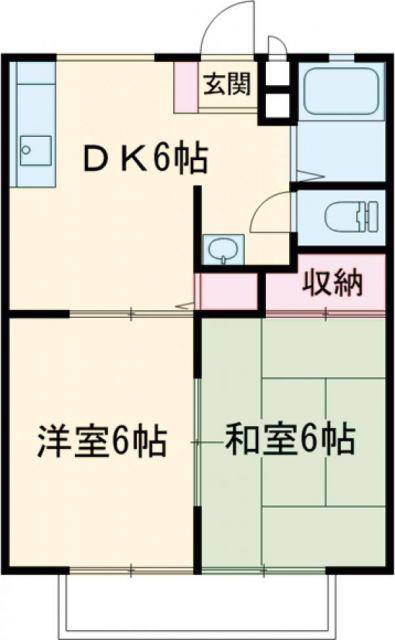 フラワーハイツ砥上(2DK/1階)の間取り写真