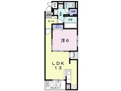 エレガントカーサIII(1LDK/4階)の間取り写真