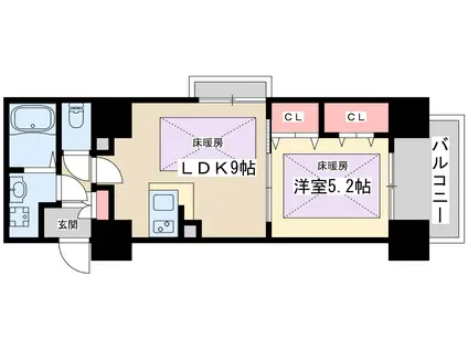 ノルデンハイム江坂Ⅱ(1LDK/9階)の間取り写真